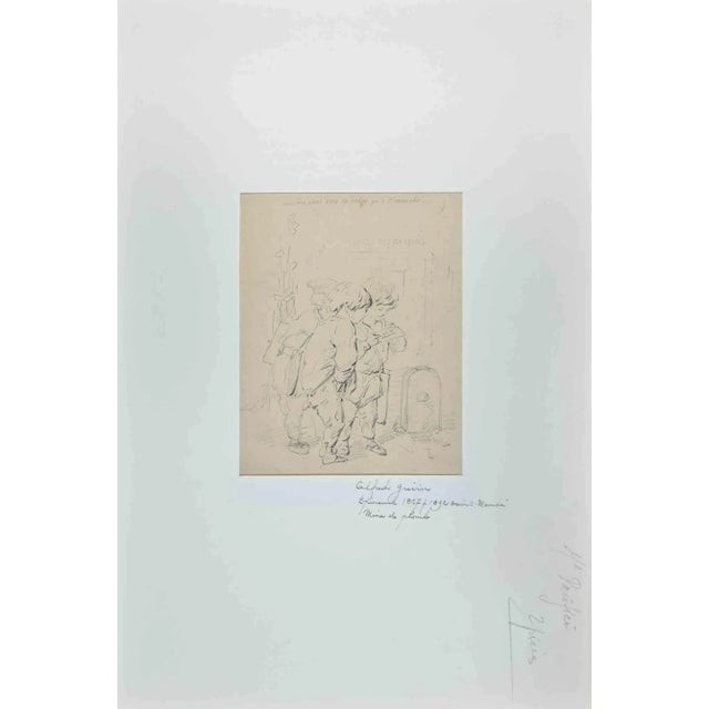 Kids is an original Original pencil drawing by Alfred Grévin in the 19th Century. Good condition. The artwork is depicted...