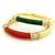 Estate Pair of 18K Yellow Gold Coral, Green Onyx & Diamond Bangle Bracelets For Sale - Image 11 of 18