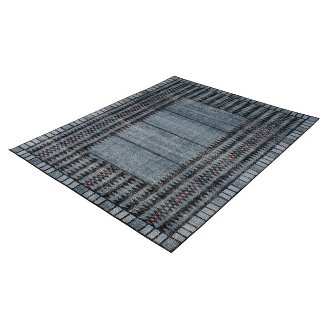 Mid-Century Modern Rug & Kilim’s Delta Rug in Dark Blue, 8x10 For Sale - Image 3 of 6