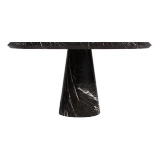 Castle Alexander Black Marble Round Dining Table 60" For Sale