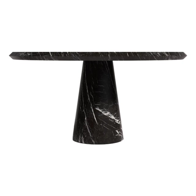 Castle Alexander Black Marble Round Dining Table 60" For Sale