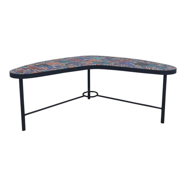 Mid Century Modern Boomerang Shaped Mosaic Tile Coffee ... The table has a good size and its top is profiled with curved edges of ''longboard'' style.