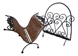 Magazine Racks in Wrought Iron, Wicker and Twisted Wire, France, 1960s-1970s, Set of 2