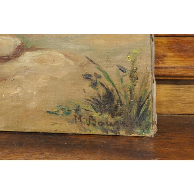 Brown A Working Dog, Signed 19th Century French Oil on Canvas Painting For Sale - Image 8 of 15