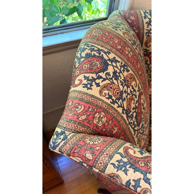 1970s Charming Vintage Wingback Chair With Paisley Print For Sale - Image 5 of 11