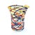 Authentic amber Murano glass vase with multicolored filaments. Its unique scalloped edge design and vibrant color palette...