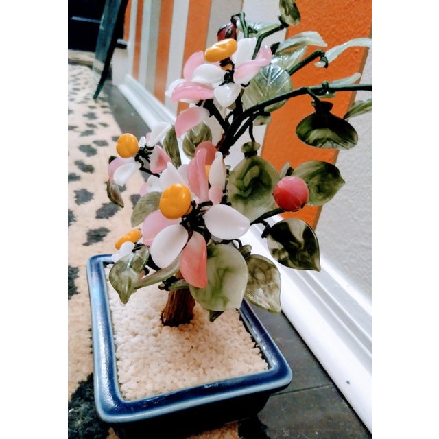 1980s Vintage Jade Flower Chinoiserie Tree Chairish