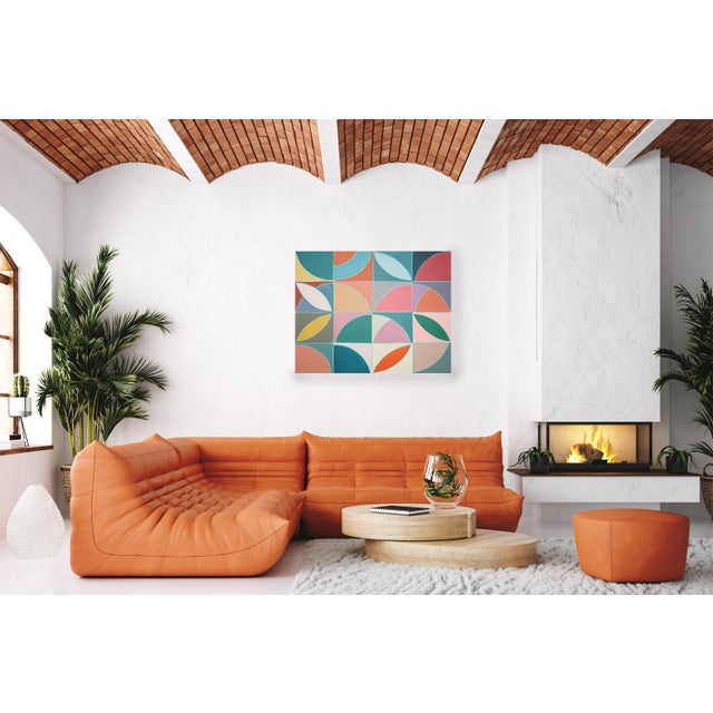 2026, Color Field Painting, Modern Bauhaus Tiles, Green Forest, Savannah Spring, Acrylic Paint on Canvas by Natalia Roman For Sale In Miami - Image 6 of 8