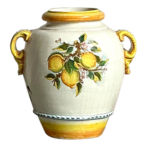Vintage Italian Glazed Ceramic Lemon Urn