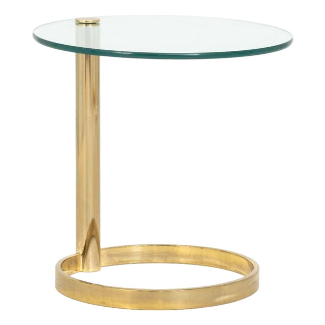 Modern Circular Glass Top Brass Coffee Table For Sale