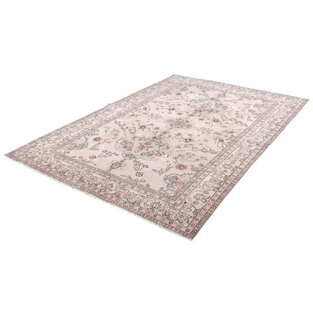 1960s 1960s Vintage Floral Turkish Oushak Rug - 7′6″ × 11′3″ For Sale - Image 5 of 6
