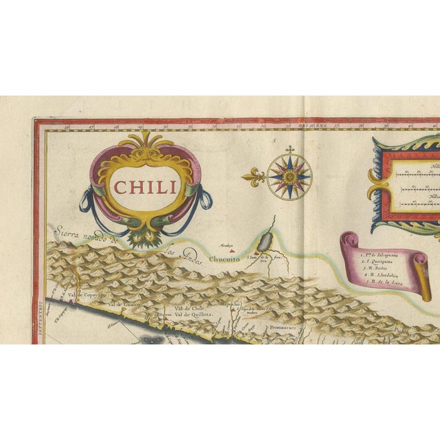 Antique Chile Map Blaeu, 1642 For Sale - Image 4 of 11