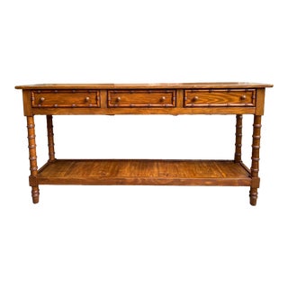 Antique French Faux Bamboo Hall Console Table 6 Ft Regency Sofa Table For Sale