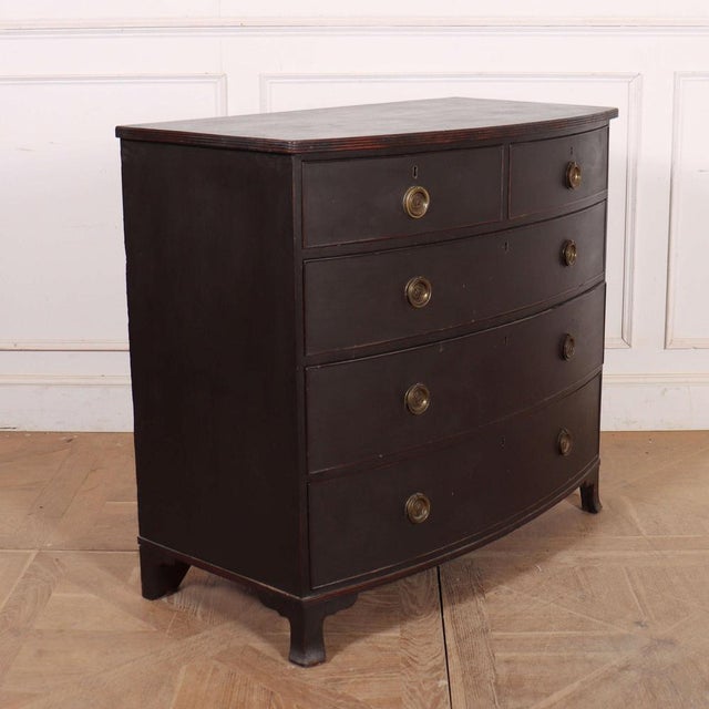 Wood English Painted Bowfront Chest of Drawers For Sale - Image 7 of 11