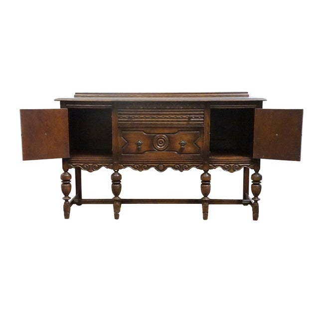 Mid 20th Century Bernhardt Furniture Solid Walnut Gothic Jacobean Style 60" Sideboard Buffet 225-105 For Sale - Image 5 of 15