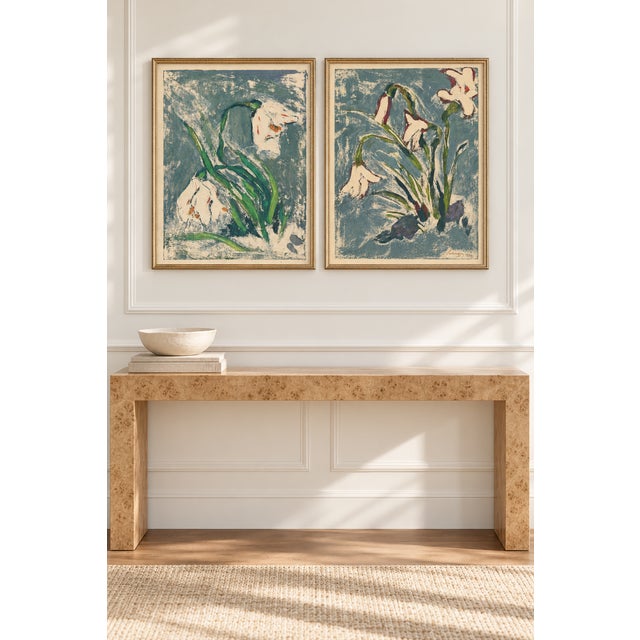 Bunny Williams Home Vintage Abstract Floral Art Diptych by Zolo Palugyay, Spring Flowers and Flowers – Each Print: 8" X 10" For Sale - Image 4 of 8