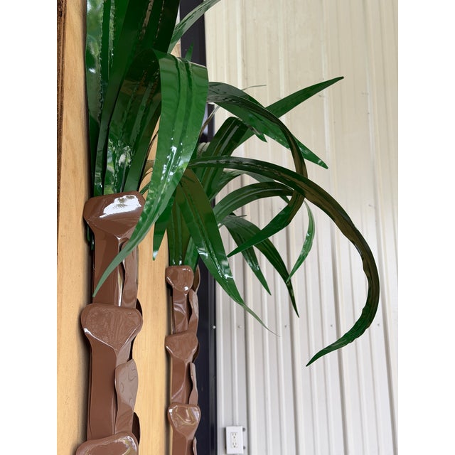 Monumental Sculptural Architectural Custom Metal Tole Palm Tree Wall Installations-Pair For Sale - Image 10 of 12