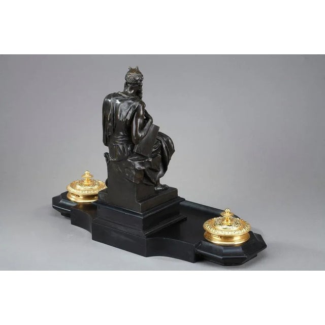 19th Century Napoleon III Marble Inkwell After Michelangelo's Moses For Sale - Image 6 of 18