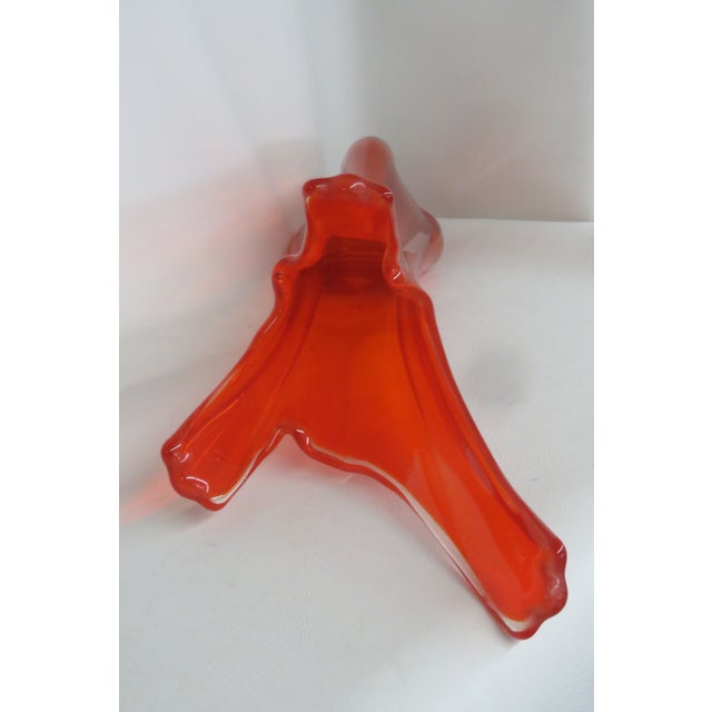 Viking Glass Three Foil Persimmon Swung Vase Mid Century Large Floor Art 4754b For Sale - Image 13 of 18