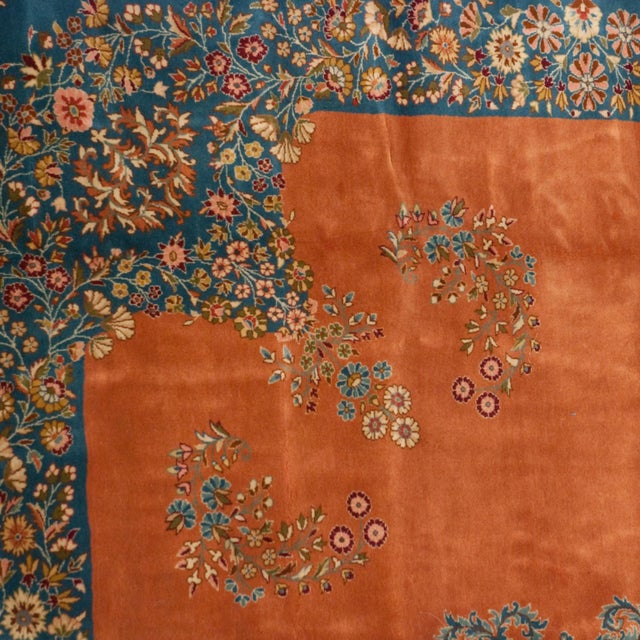 :: Sharp scalloped center medallion with interior millefleur "thousand flower" design motif wrapped by Rococo stylized...