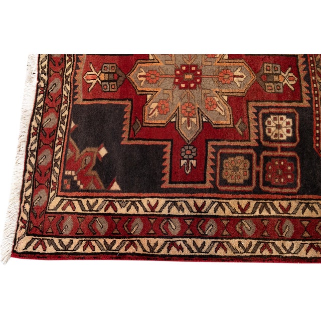 Textile Vintage North West Persian Handmade Red Tribal Wool Runner For Sale - Image 7 of 11