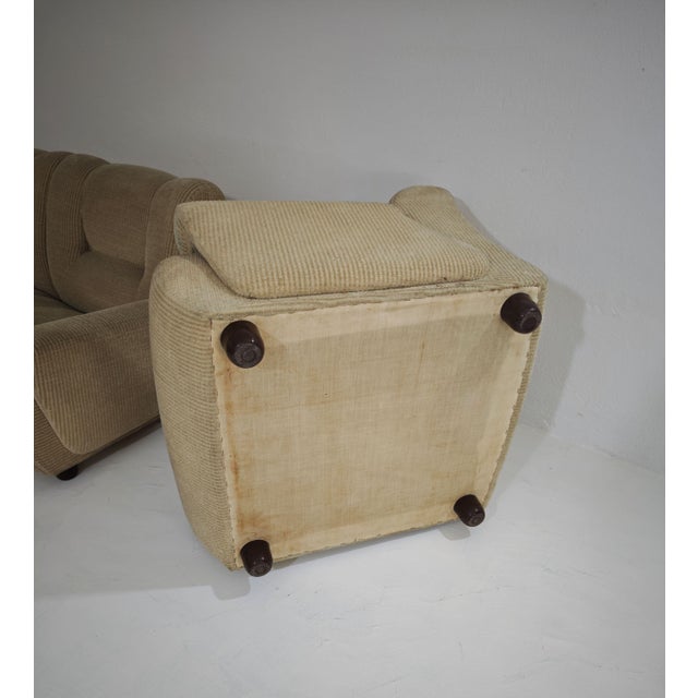 Plastic Vintage Beige Velvet Modular Corner Sofa, Italy, 1970s, Set of 6 For Sale - Image 7 of 12