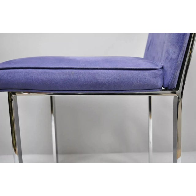 Late 20th Century Mid Century Modern Chrome Flat Bar Dining Side Chair Attributed Tri Mark Designs For Sale - Image 9 of 10