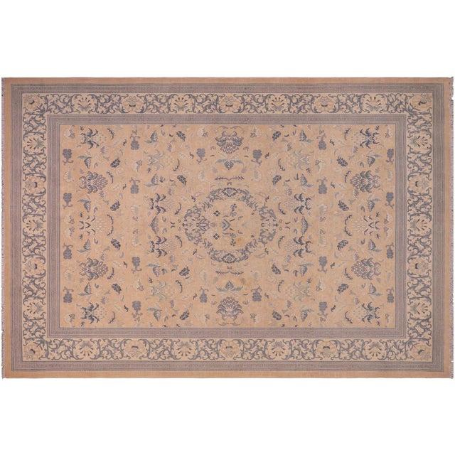 Shabby Chic Tan/Beige Wool Rug - 8'3'' X 9'11'' For Sale - Image 9 of 10
