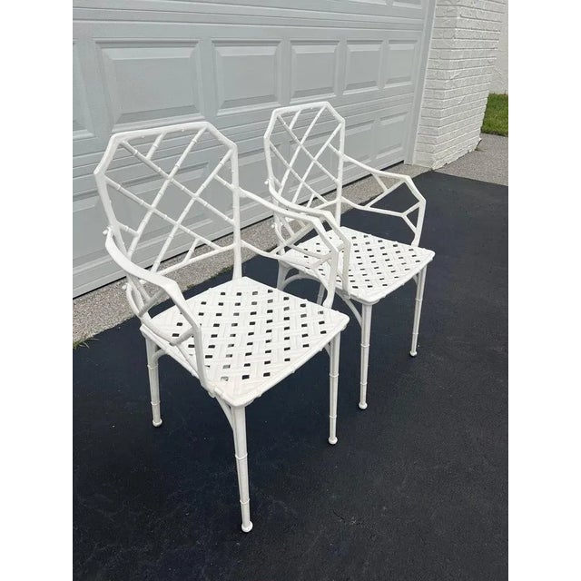 Pair of White Faux Bamboo “Calcutta” Chairs by Brown Jordan For Sale In New York - Image 6 of 18
