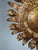 Large Mid-Century Gilt Metal Sunburst Ceiling Lamp with Floral Motif, 1950s For Sale - Image 10 of 14