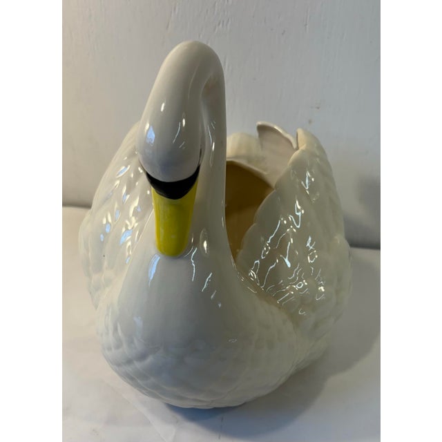 Mid-Century Modern Vintage Ceramic Swan Planter For Sale - Image 3 of 6