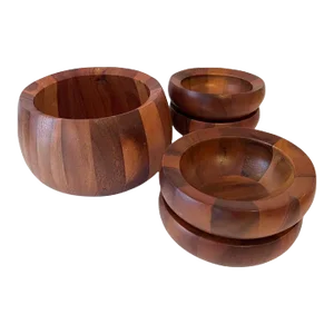 Jens Harald Quistgaard Dansk Teak Salad Bowl and 4 Serving Bowls 1960's - 5 Pieces
