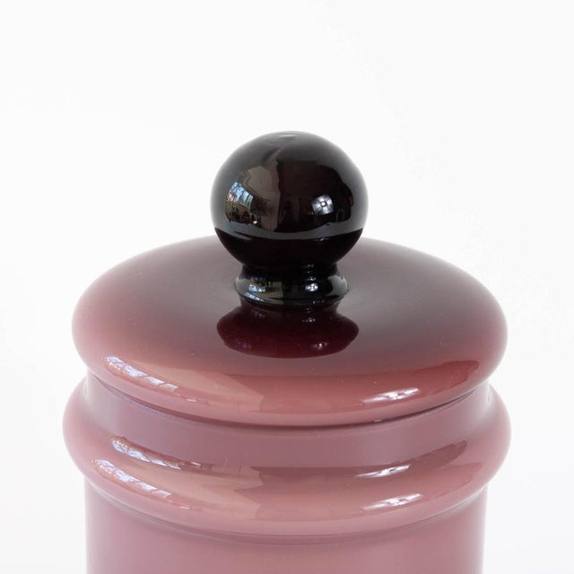 Vintage Portuguese Purple Opaline Glass Jar with Lid, 1960s For Sale - Image 6 of 12
