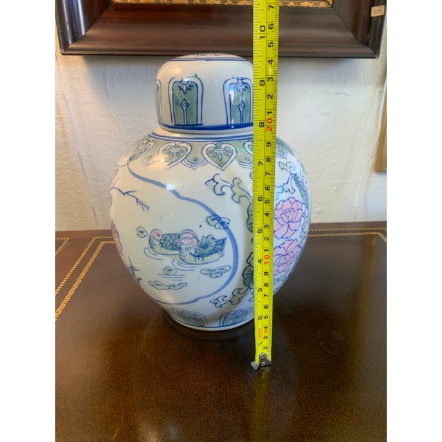 Vintage Asian Blue & White Ginger Jar With Floral & Bird Motif For Sale In San Francisco - Image 6 of 8