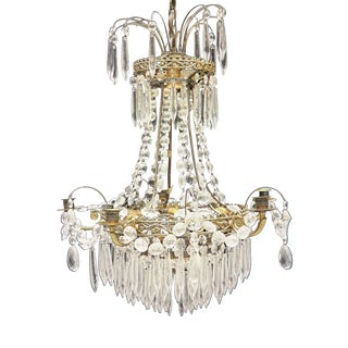 Chandelier in Brass and Crystal, 1900 For Sale