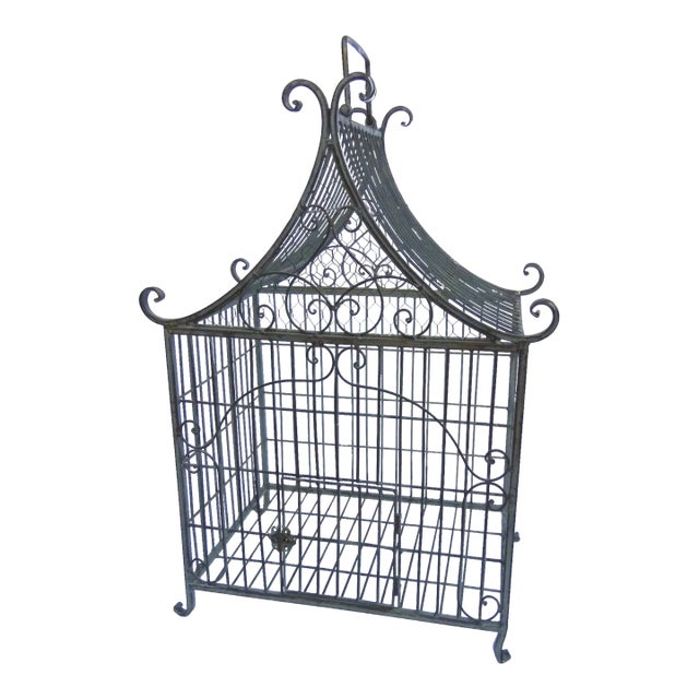 Vintage Metal Pagoda Bird Cage For Sale
