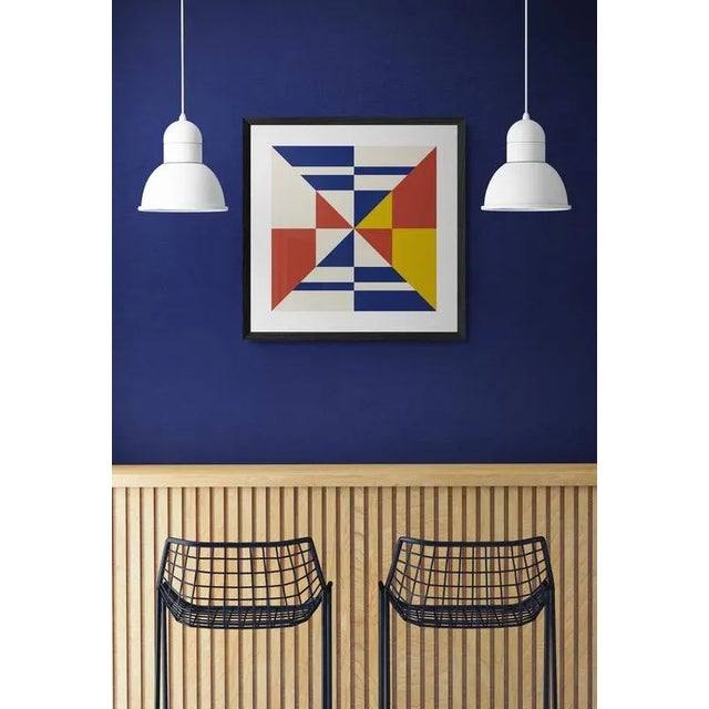 This fine art print was inspired by coastal nautical flags using red, blue, yellow, black, and white color only. Digitally...