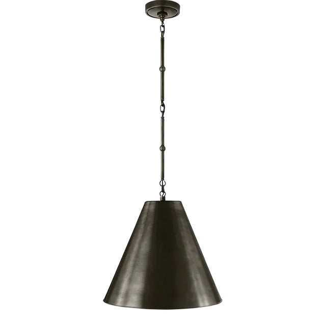 Thomas O'Brien for Visual Comfort Signature Goodman Small Hanging Light in Bronze with Bronze Shade For Sale
