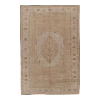 Vintage Circa 1940 Turkish Oushak Area Rug 7ft 3in X 10ft 9in For Sale