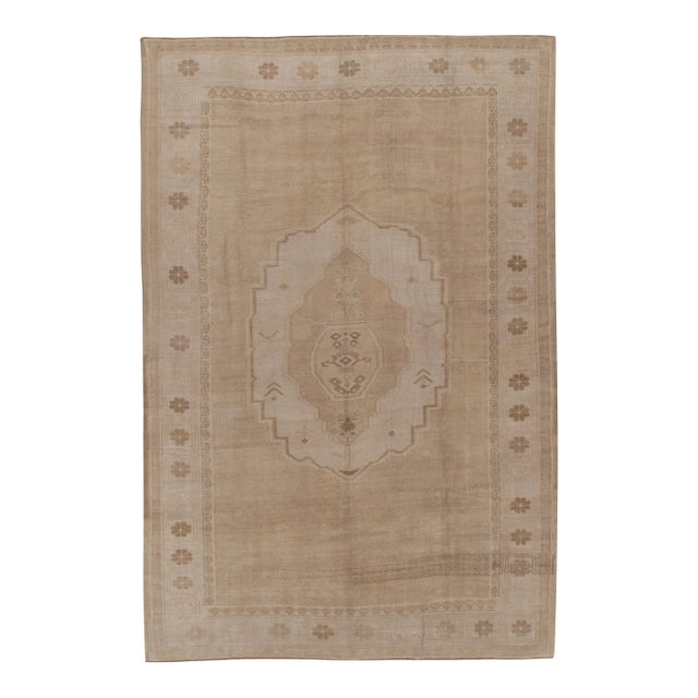 Vintage Circa 1940 Turkish Oushak Area Rug 7ft 3in X 10ft 9in For Sale