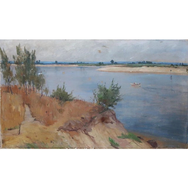 Vintage Ukrainian Landscape Painting, Soviet Art by Khovaev, 1970 70-120 For Sale