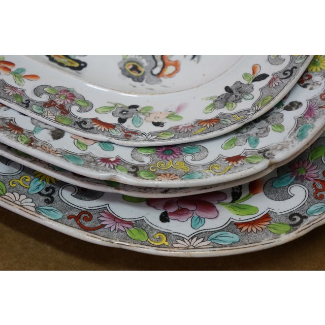 Antique 1825 Stephan Folch Bamboo & Basket Ironstone China Platters - Set of 4 For Sale - Image 13 of 14
