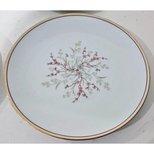 Art Deco Vintage Noritake Claire Dessert Pink Flowers Bread Plates Set of 4 For Sale - Image 3 of 5