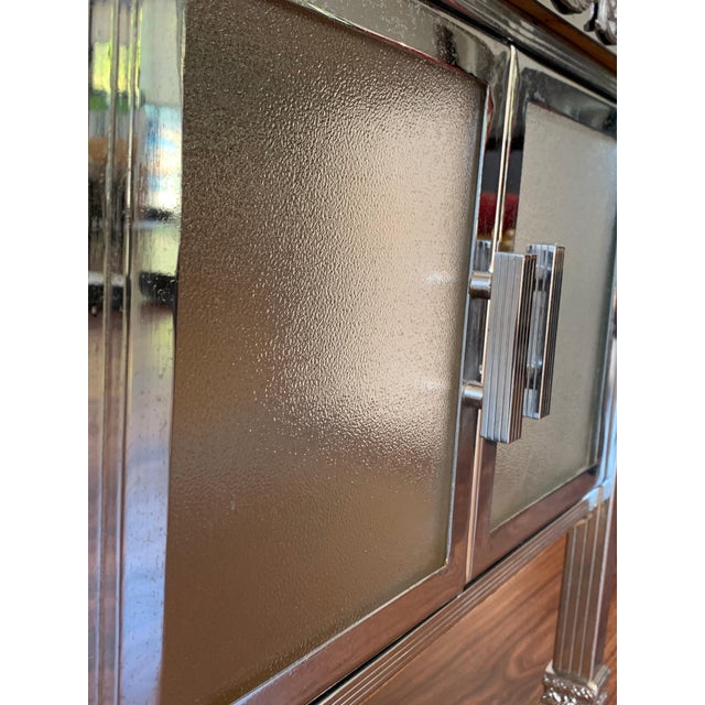 Mid 20th Century French Art Deco Pair of Brass Side Table or Nightstands, Drawer and Door For Sale - Image 9 of 18