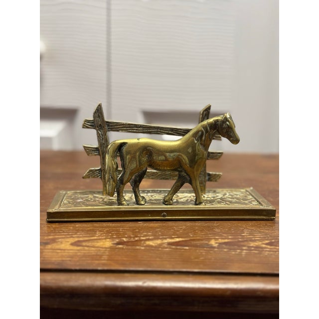 Vintage English Brass Horse Letter Rack For Sale - Image 4 of 8