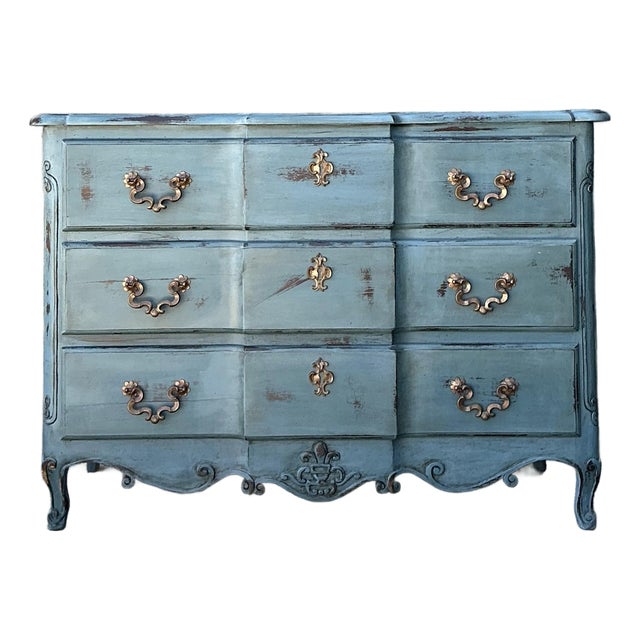 Vintage Patinated Roll Front Commode For Sale