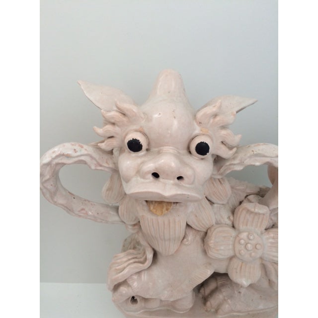 Giant Ching Dynasty White Glazed Ceramic Foo Dog Chairish