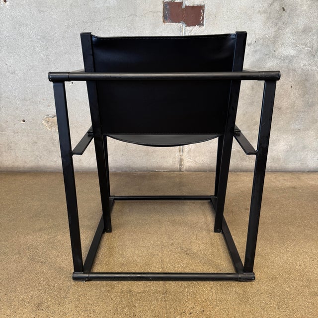 1990s Post Modern Black Leather and Metal Armchair #2 Attributed to Radbound Van Beekum for Pastoe For Sale In Los Angeles - Image 6 of 11