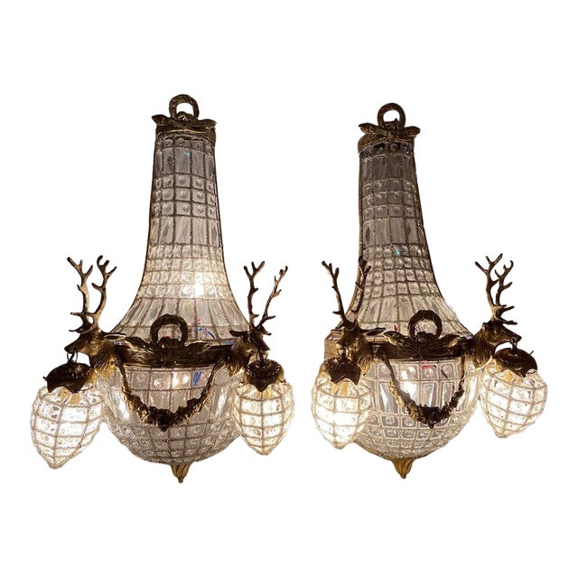 Circa 1980 French Louis XVI Gold Bronze Wall Lamps/ Sconces – Pair For Sale