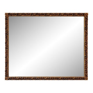 1950s French Gold Gilt Carved Wood Baroque Floral Rectangular Mirror For Sale